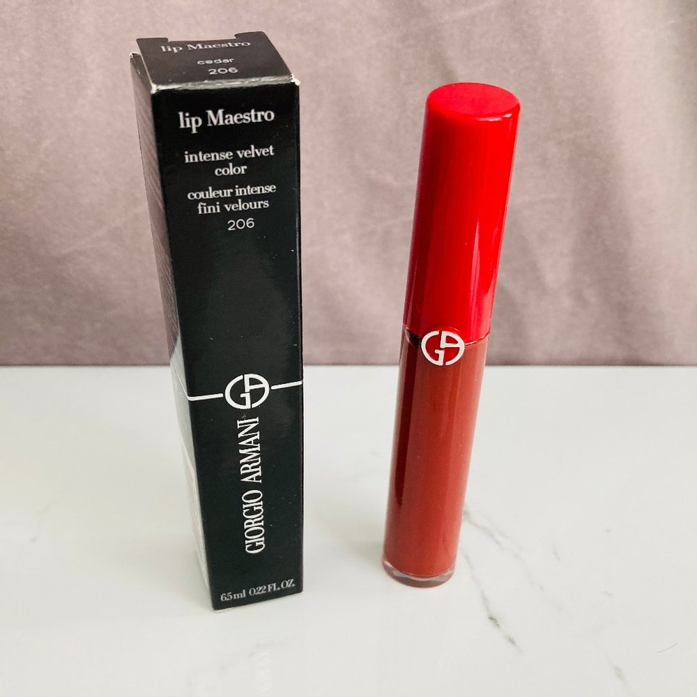 NEW Giorgio Armani LIP MAESTRO Matte Liquid Lipstick 206 CEDAR Full Size NIB!